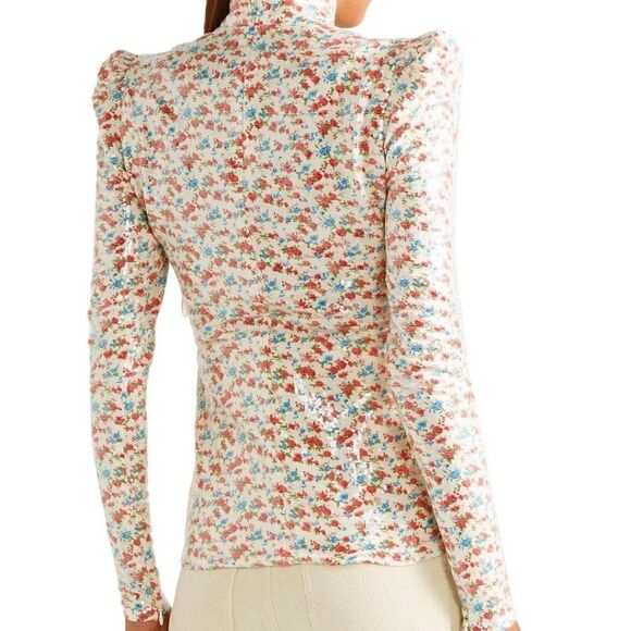 PushBUTTON Sequin Flower Turtleneck size S 4 6 - Picture 2 of 13